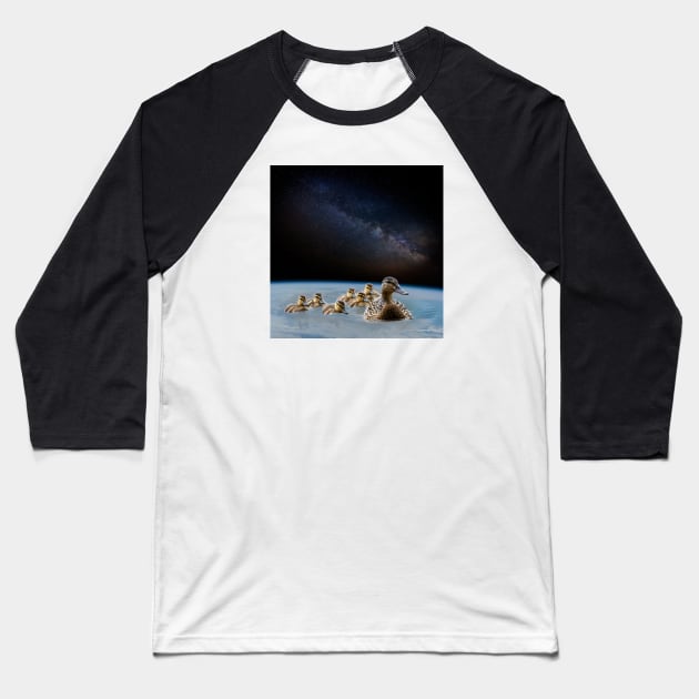 Space Ducks Baseball T-Shirt by PlanetWhatIf